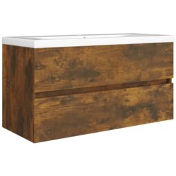 Berkfield Home Sink Cabinet Smoked Oak 90x38.5x45 cm Engineered Wood in Brown - thumbnail 5
