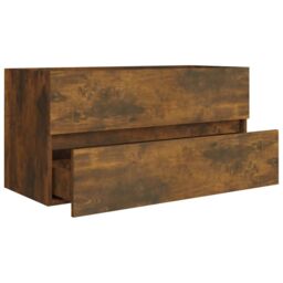 Berkfield Home Sink Cabinet Smoked Oak 90x38.5x45 cm Engineered Wood in Brown - thumbnail 6