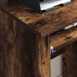 Berkfield Home Brown Computer Desk Smoked oak Engineered wood Compact Drawers - thumbnail 4