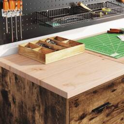 Berkfield Home Durable Garage Storage Cabinet Smoked Oak 40x51x85 cm Solid Wood Pine in Brown - Size: 40 x 51 x 85 cm - thumbnail 1