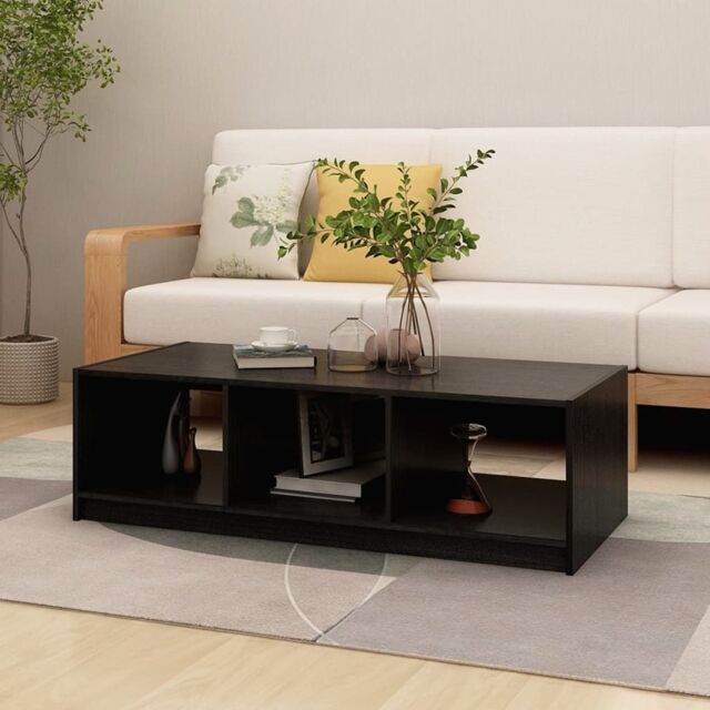 Berkfield Home Coffee Table Black 110x50x34 cm Solid Pinewood - Size: 110 x 50 x 34 cm - image 1