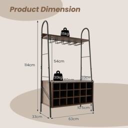 KORVIXA Freestanding Industrial Detachable Wine Bar Storage in Black - Size: 100 cm x 15 cm - thumbnail 3
