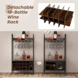 KORVIXA Freestanding Industrial Detachable Wine Bar Storage in Black - Size: 100 cm x 15 cm - thumbnail 4