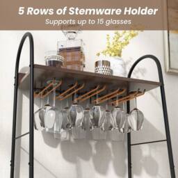 KORVIXA Freestanding Industrial Detachable Wine Bar Storage in Black - Size: 100 cm x 15 cm - thumbnail 5