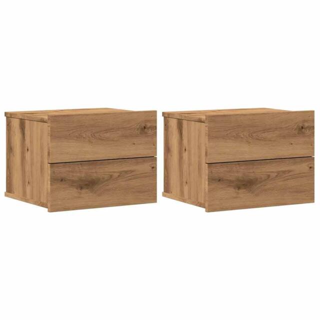 Berkfield Home Wall-mounted Bedside Cabinets 2 pcs Artisan Oak 40x32x30 cm in Brown - Size: 40 x 32 x 30 cm - image 1