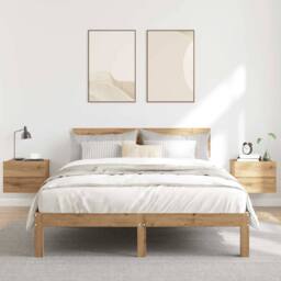 Berkfield Home Wall-mounted Bedside Cabinets 2 pcs Artisan Oak 40x32x30 cm in Brown - Size: 40 x 32 x 30 cm - thumbnail 3