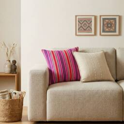 Serenityy Classic Cushion Cover Neon Stripes Cotton 45x45cm - Size: 45 cm x 45 cm - thumbnail 3