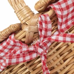 Red Hamper Wicker Child's Lined Oval Lidded Picnic Basket in Brown - thumbnail 4