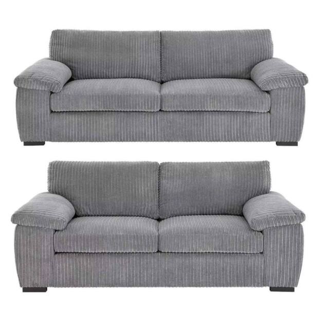 SNUG FURNITURE BIRMINGHAM LTD Amalfi Jumbo Cord 3+2 Set in Grey