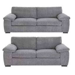 SNUG FURNITURE BIRMINGHAM LTD Amalfi Jumbo Cord 3+2 Set in Grey - thumbnail 1
