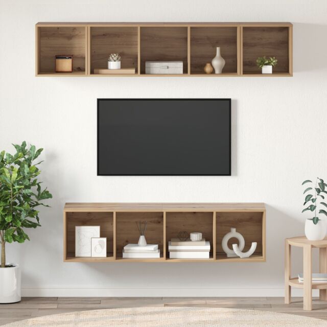 Berkfield Home 4 pcs Artisan oak 37 x 37 x 142.5 cm Engineered wood in Brown - image 1