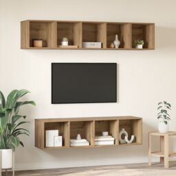 Berkfield Home 4 pcs Artisan oak 37 x 37 x 142.5 cm Engineered wood in Brown - thumbnail 4