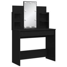 Berkfield Home Dressing Table with LED Lights Black 96x40x142 cm - Size: 96 x 40 x 142 cm - thumbnail 3