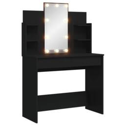 Berkfield Home Dressing Table with LED Lights Black 96x40x142 cm - Size: 96 x 40 x 142 cm - thumbnail 2
