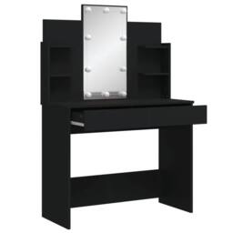 Berkfield Home Dressing Table with LED Lights Black 96x40x142 cm - Size: 96 x 40 x 142 cm - thumbnail 4