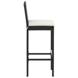 Berkfield Home 5 Piece Garden Bar Set with Cushions Poly Rattan Black - thumbnail 5