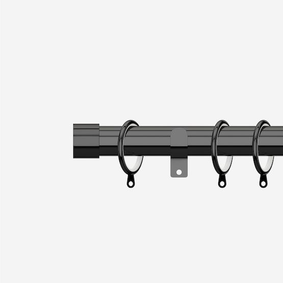 New Edge Blinds Black Nickel 28mm End Cap Fixed Length Metal Curtain Pole - Size: 280 cm - image 1