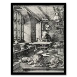 Artery8 Albrecht Durer Saint Jerome in His Study Framed Wall Art Picture Print in Grey - Size: A4 - thumbnail 1