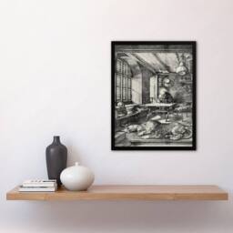 Artery8 Albrecht Durer Saint Jerome in His Study Framed Wall Art Picture Print in Grey - Size: A4 - thumbnail 2
