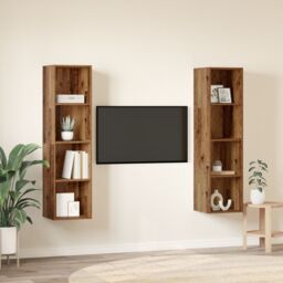 Berkfield Home TV Cabinet 2 pcs Brown 37 x 37 x 142.5 cm Engineered wood - thumbnail 4