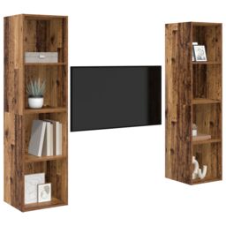 Berkfield Home TV Cabinet 2 pcs Brown 37 x 37 x 142.5 cm Engineered wood - thumbnail 3