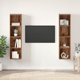 Berkfield Home TV Cabinet 2 pcs Brown 37 x 37 x 142.5 cm Engineered wood - thumbnail 1