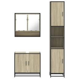 Berkfield Home Durable 3 Piece Bathroom Furniture Set Sonoma Oak Engineered Wood in Light Tan - thumbnail 5