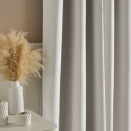 OHS Woven Texture Pair of Eyelet Curtains Ready Made Blackout in Cream - Size: 167 cm width x 228 cm drop - thumbnail 3