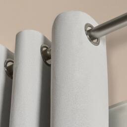 OHS Woven Texture Pair of Eyelet Curtains Ready Made Blackout in Cream - Size: 167 cm width x 228 cm drop - thumbnail 4