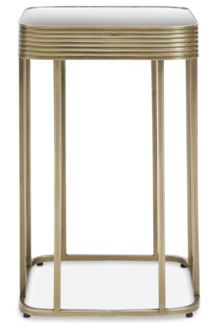 Orsina Mirrored Top Side Table With Gold Polished Frame, Modern Accent Table With Mirrored Glass Top, Side Table in Green - image 1