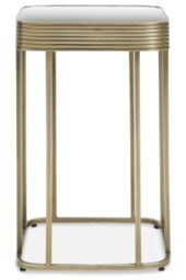 Orsina Mirrored Top Side Table With Gold Polished Frame, Modern Accent Table With Mirrored Glass Top, Side Table in Green