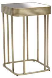 Orsina Mirrored Top Side Table With Gold Polished Frame, Modern Accent Table With Mirrored Glass Top, Side Table in Green - thumbnail 2