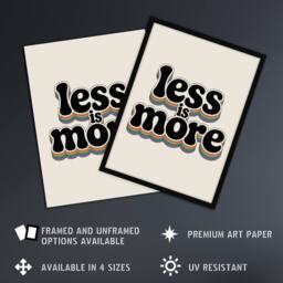 "Artery8 Less Is More Retro Rainbow Font Typography Wall Art Print in Beige - Size: W12"" x H16""" - thumbnail 2