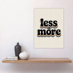"Artery8 Less Is More Retro Rainbow Font Typography Wall Art Print in Beige - Size: W12"" x H16""" - thumbnail 4