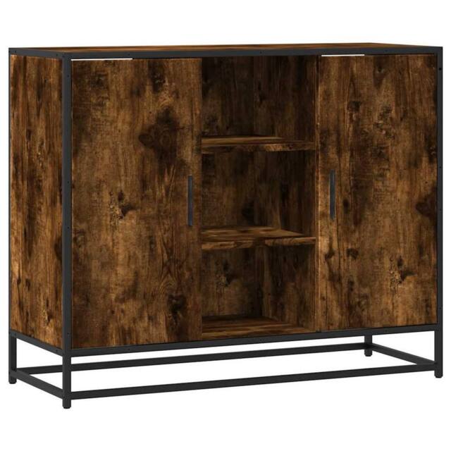 Berkfield Home Sideboard Smoked Oak 92x35x76 cm Engineered Wood in Brown - Size: 92 x 35 x 76 cm - image 1