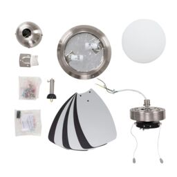 "ValueLights Spitfire 30"" 6 Blade Chrome & Black Ceiling Light Fan in Silver" - thumbnail 4
