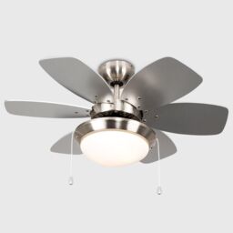 "ValueLights Spitfire 30"" 6 Blade Chrome & Black Ceiling Light Fan in Silver" - thumbnail 3