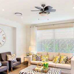 "ValueLights Spitfire 30"" 6 Blade Chrome & Black Ceiling Light Fan in Silver"
