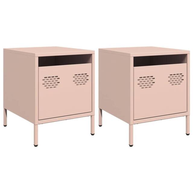 Berkfield Home Bedside Cabinets¬†2 pcs Pink 35x39x43.5 cm Steel - image 1