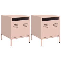 Berkfield Home Bedside Cabinets¬†2 pcs Pink 35x39x43.5 cm Steel - thumbnail 1