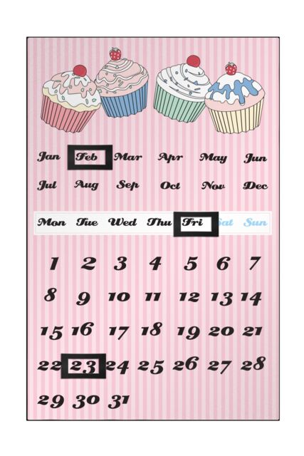 Orsina Pink Cupcake Magnetic Calendar, Sweet Cupcake Design With Interchangeable Date Tiles, Reusable Metal - image 1
