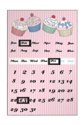 Orsina Pink Cupcake Magnetic Calendar, Sweet Cupcake Design With Interchangeable Date Tiles, Reusable Metal - thumbnail 2