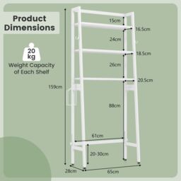 Costway Over The Toilet Storage Shelf 3 Tiers Standing Above Toilet Rack Stand in White - thumbnail 3