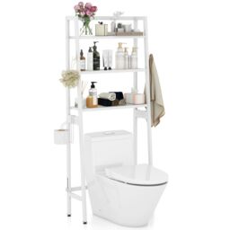Costway Over The Toilet Storage Shelf 3 Tiers Standing Above Toilet Rack Stand in White - thumbnail 2