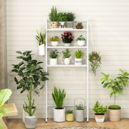 Costway Over The Toilet Storage Shelf 3 Tiers Standing Above Toilet Rack Stand in White - thumbnail 5