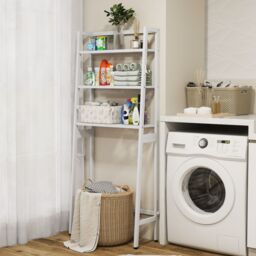 Costway Over The Toilet Storage Shelf 3 Tiers Standing Above Toilet Rack Stand in White - thumbnail 4
