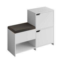 Decortie 'Haven' Modern 3-Door Shoe Storage Bench 101cm in White - Size: 2 Pack - thumbnail 2