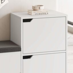 Decortie 'Haven' Modern 3-Door Shoe Storage Bench 101cm in White - Size: 2 Pack - thumbnail 3
