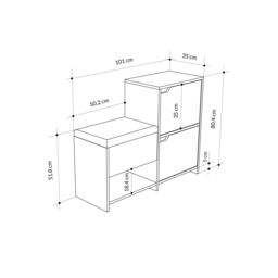 Decortie 'Haven' Modern 3-Door Shoe Storage Bench 101cm in White - Size: 2 Pack - thumbnail 6