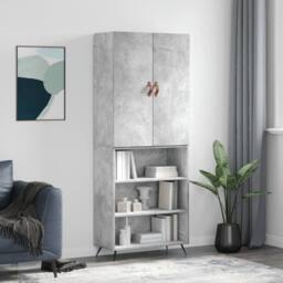 Berkfield Home Highboard Concrete Grey 69.5x34x180 cm Engineered Wood - thumbnail 2